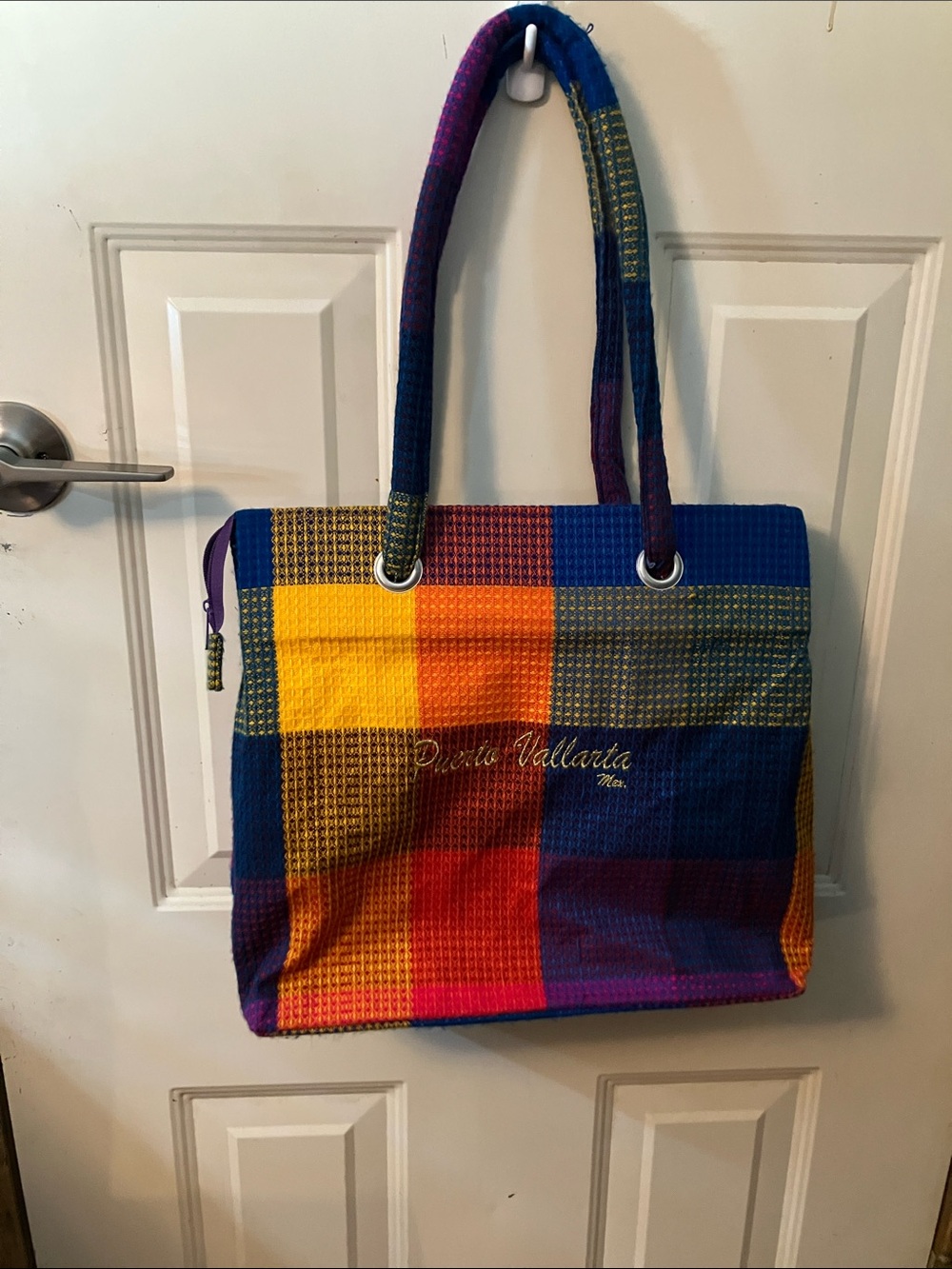 Colorblock Woven Tote Bag - Multicolor